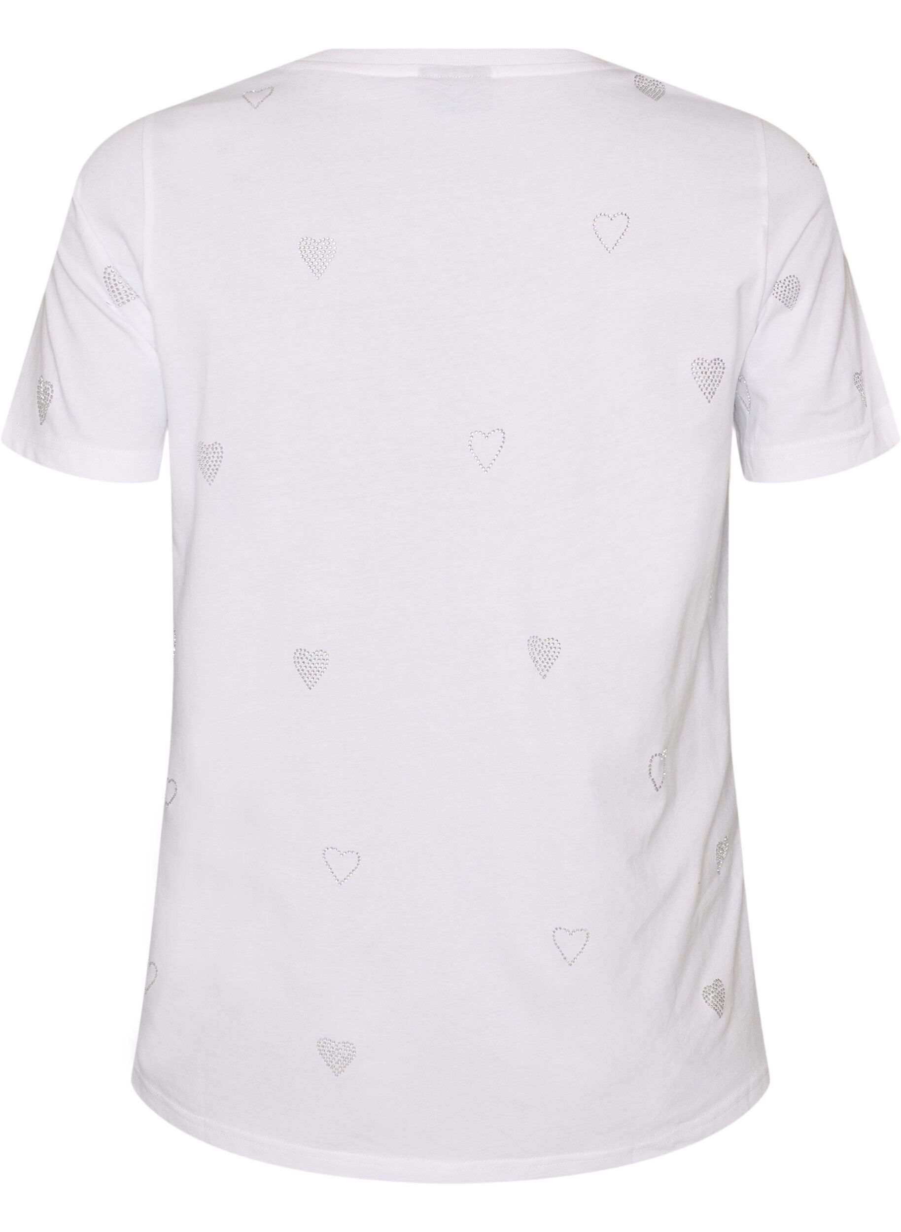 ZizziOrganisch katoenen T-shirt met hartjes, Wit, Packshot image number 1