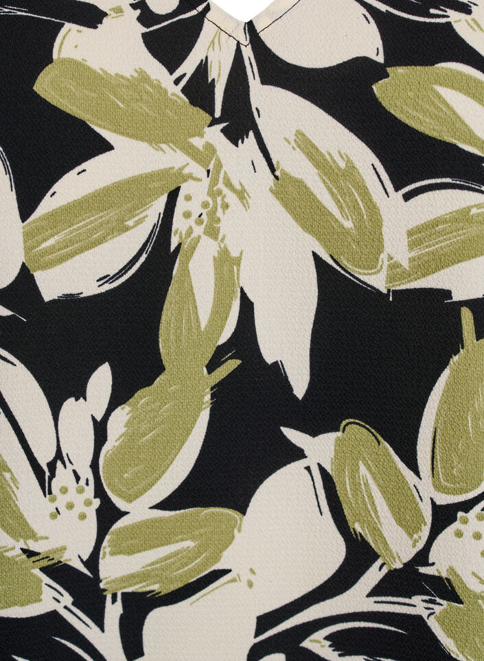 Top met print en V-hals, Zwart, Packshot image number 2