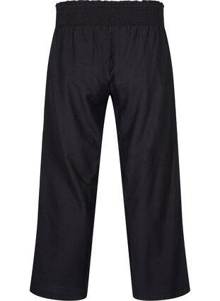 Pantalon à smocks en lin, Black, Packshot image number 1