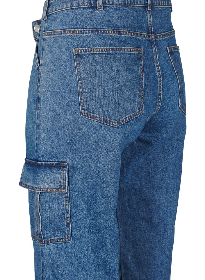 Jean cargo à taille haute, Blue Denim, Packshot image number 3