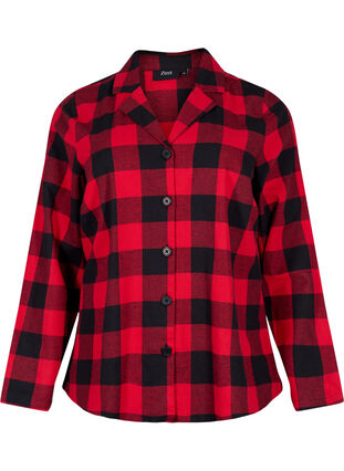 Chemise de nuit à carreaux avec col en V, Tango Red Check, Packshot image number 0