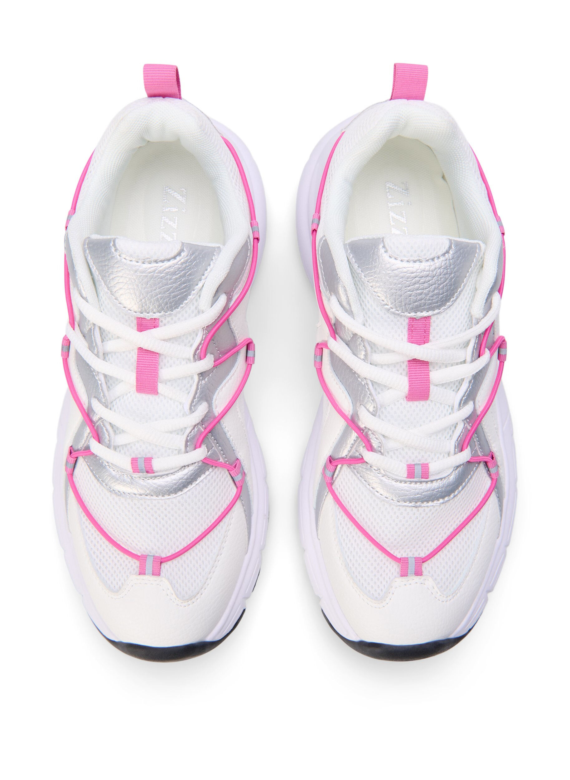 ZizziSneakers met wijde pasvorm en contrasterend strikdetail, White w. Pink, Packshot image number 2