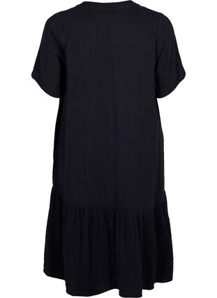 Midi-jurk met korte mouwen van katoen, Black, Packshot image number 1