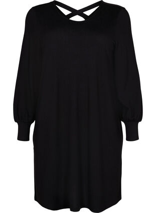 Robe à manches longues avec détail dans le dos, Black, Packshot image number 0
