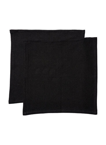 Pack de 2 torchons en coton, Black, Packshot image number 0