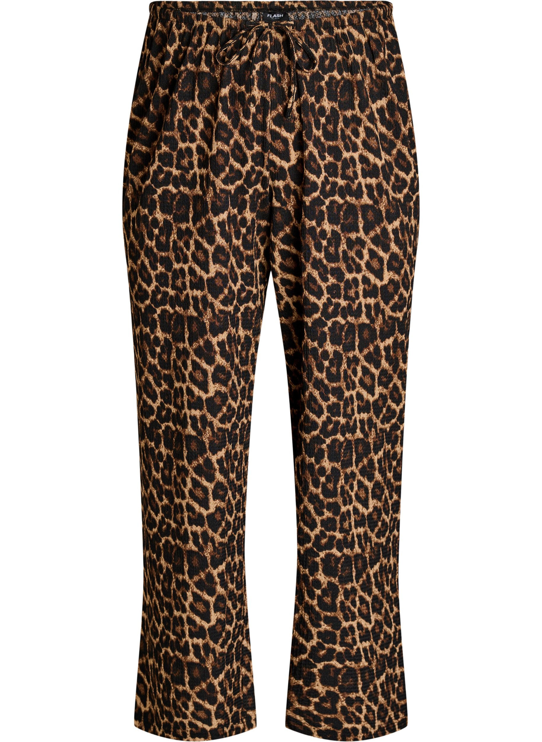 ZizziBroek met wijde pijpen in een licht gestructureerde stof, Zwart, Packshot image number 0