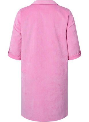 Fluwelen jurk met 3/4 mouwen en knopen, Begonia Pink, Packshot image number 1