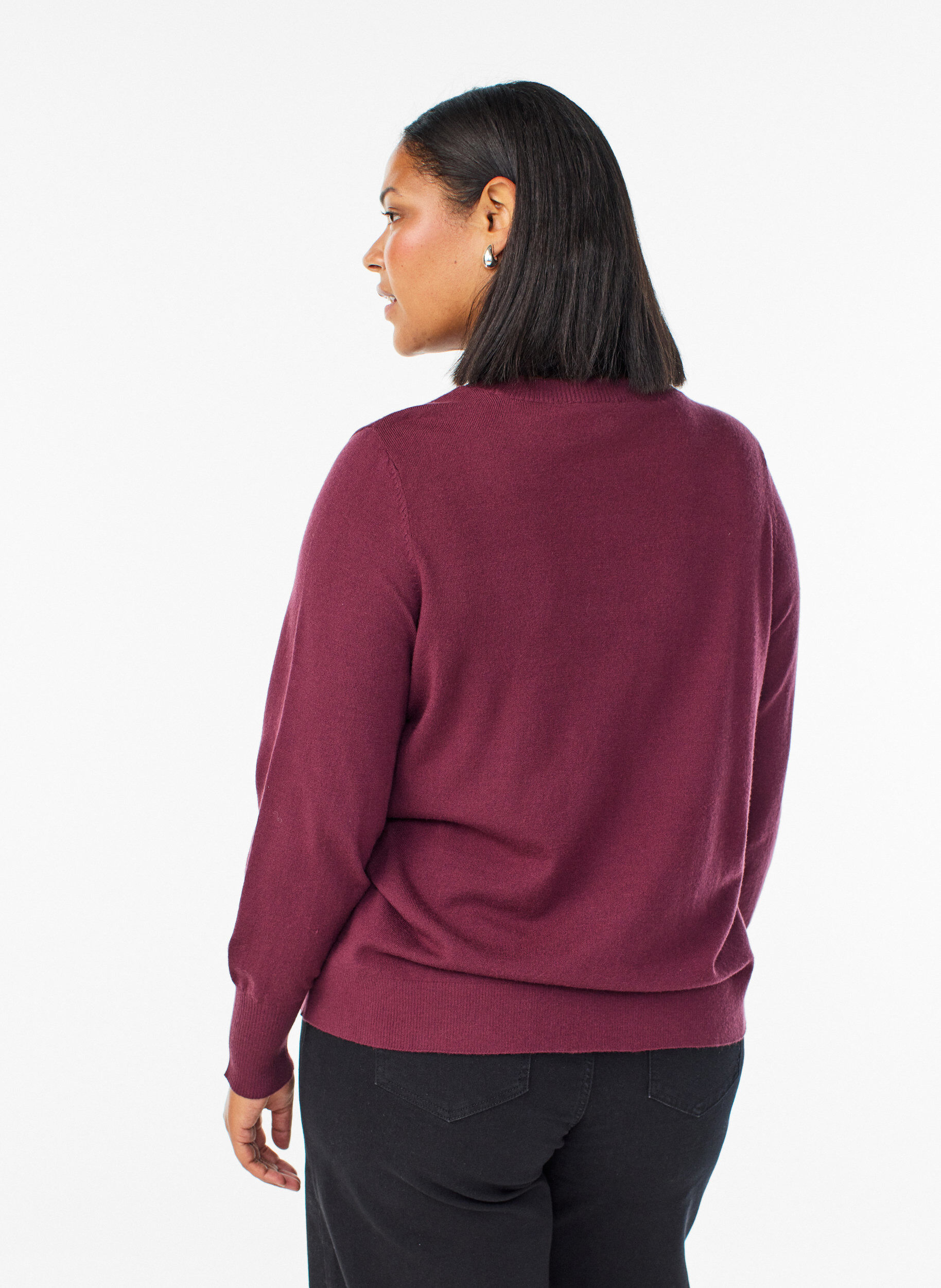 ZizziGebreide blouse met ronde hals, Rood, Model image number 2