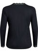 Blouse en viscose avec d&eacute;tails en dentelle et col en V, Noir, Packshot image number 1