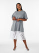 Losse T-shirt jurk met kanten afwerking, Grijs, Model image number 0