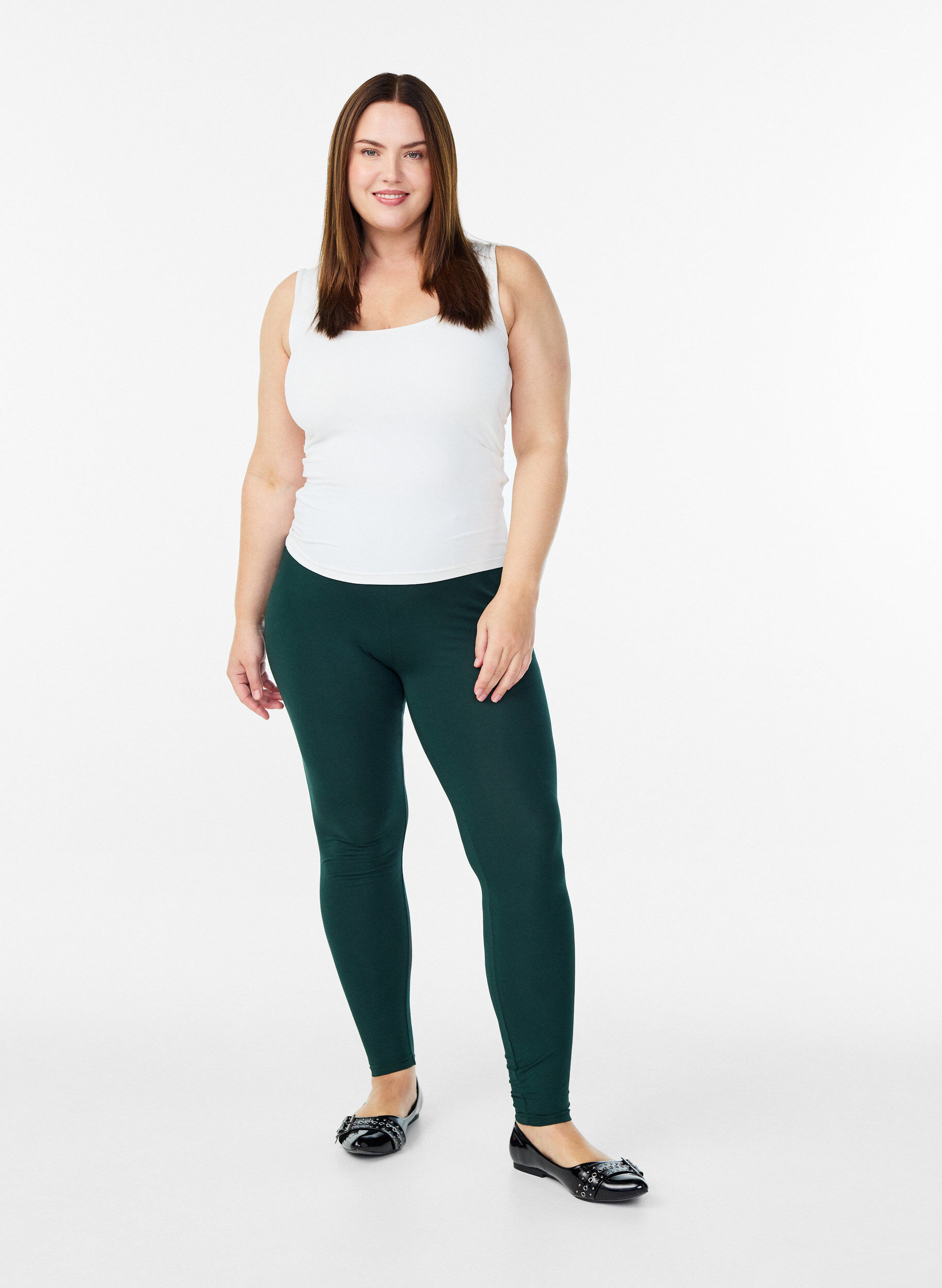 ZizziBasic legging in viscose, Groen, Model image number 1