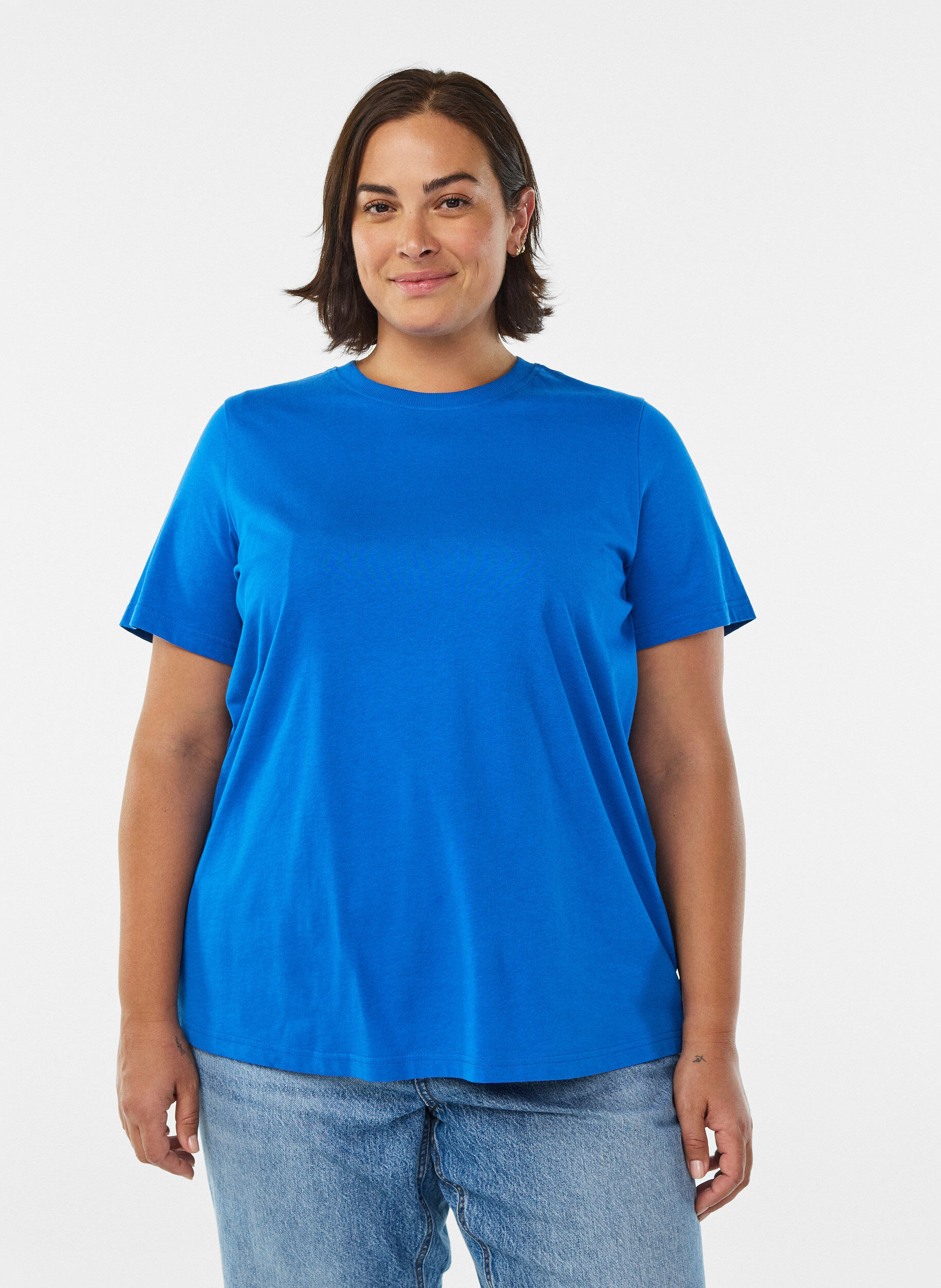 ZizziT-shirt basique en coton &agrave; col rond, Bleu, Model image number 0
