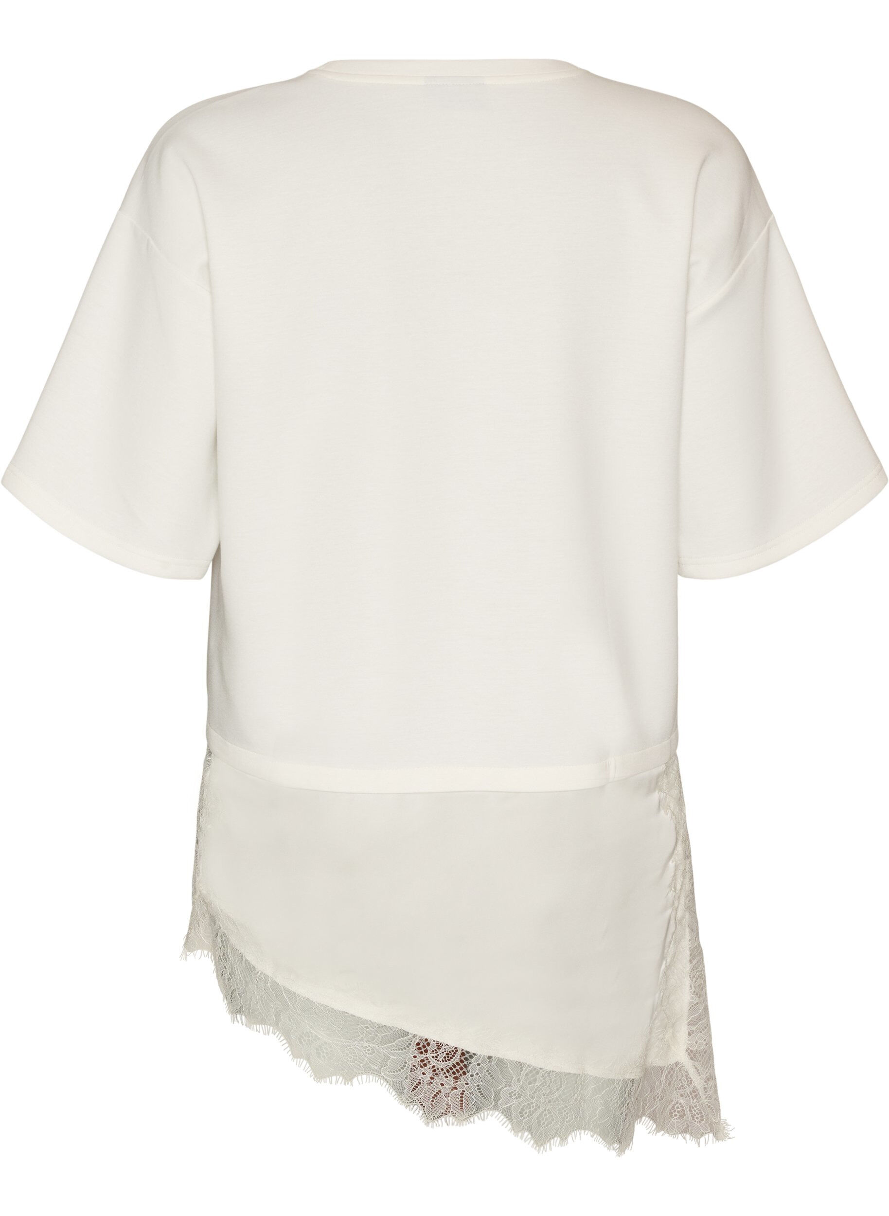 ZizziBlouse en jersey avec effet superpos&eacute; et dentelle, Vanille, Packshot image number 1