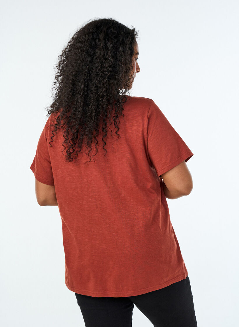 T-shirt dot&eacute; de boutons, Marron, Model image number 2