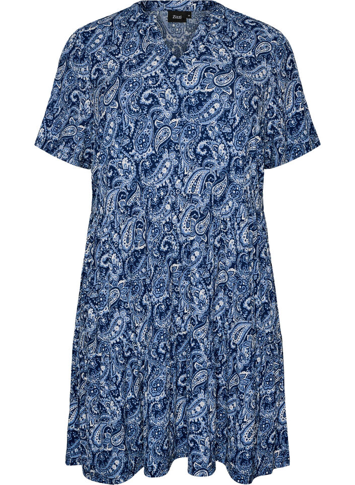 Robe &agrave; motifs avec empi&egrave;cements, Bleu, Packshot image number 0