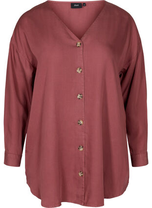 Lyocell blouse met v-hals, Wild Ginger, Packshot image number 0