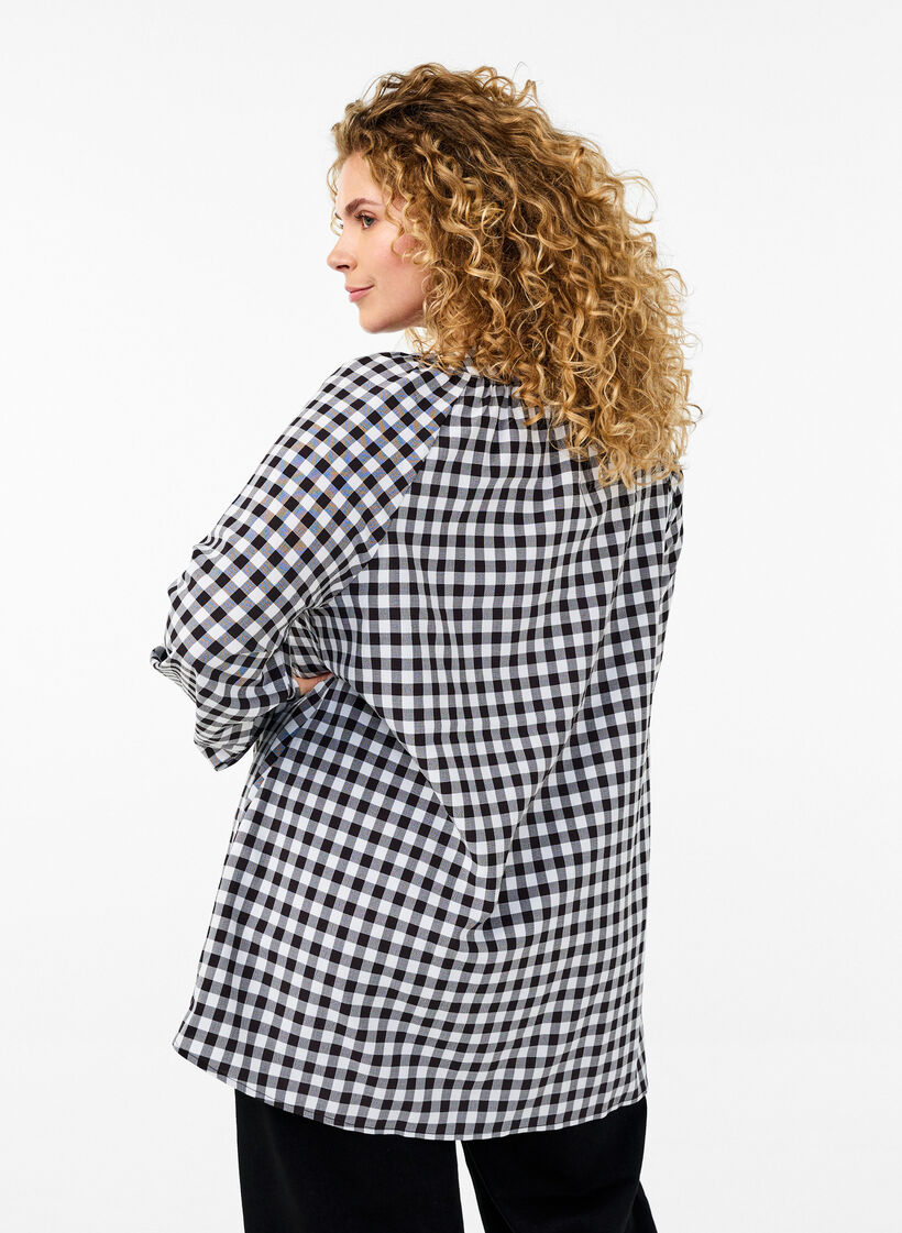 Geruite tuniek met V-hals, Black/W. Gingham, Model image number 1