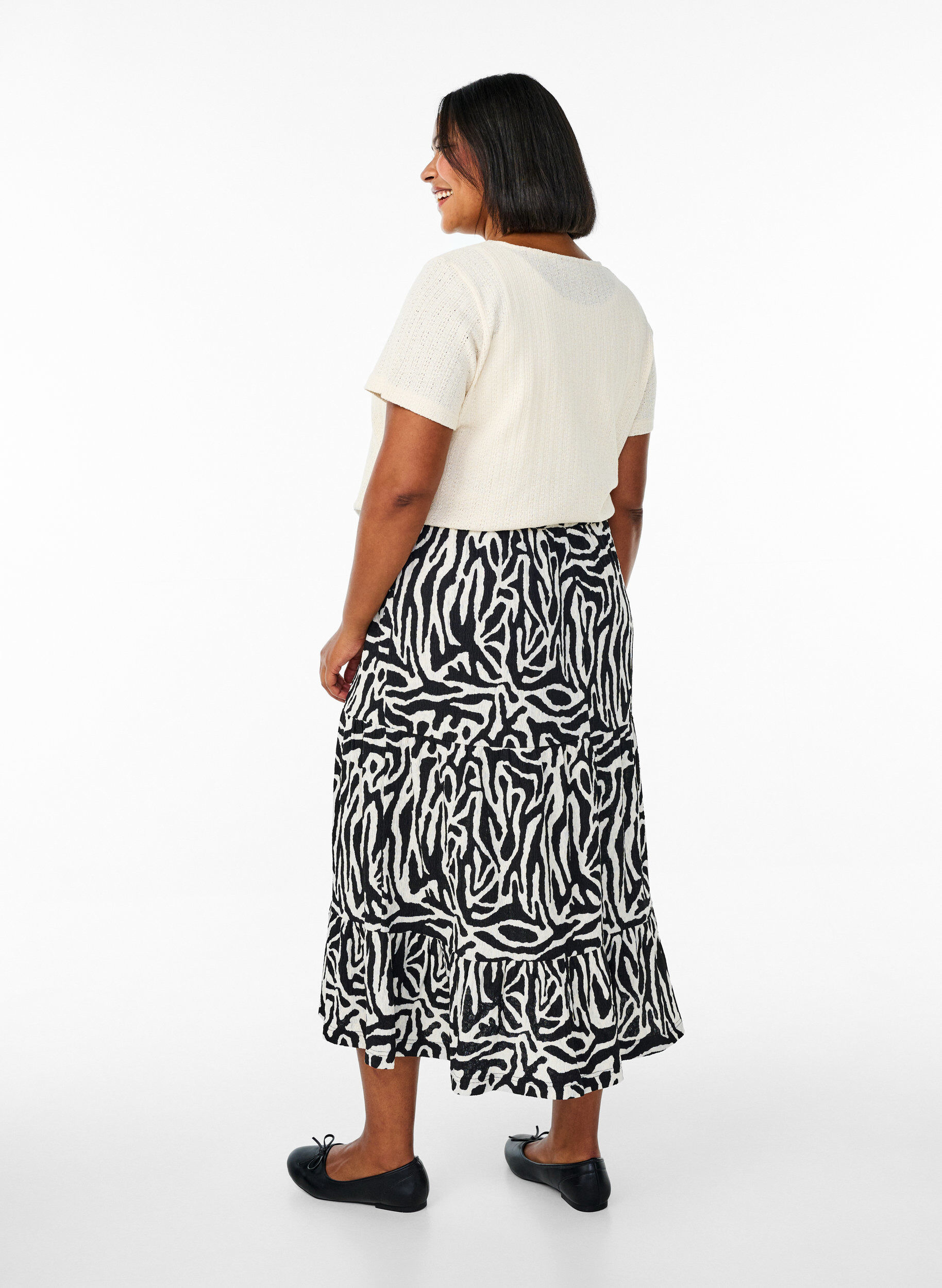 ZizziLange rok met zebraprint, Black w. White Zebra, Model image number 1