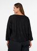 Blouse transparente avec texture florale et manches longues, Noir, Model image number 2