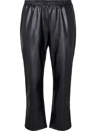 Pantalon en simili-cuir avec poches, Black, Packshot image number 0