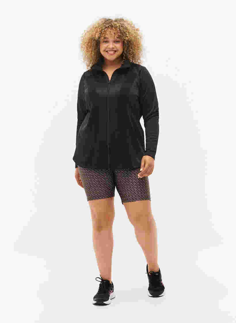 Cardigan de sport avec fermeture éclair et col montant, Black, Model image number 2