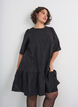 Robe jacquard avec des d&eacute;tails scintillants et des manches bouffantes, Noir, Model image number 0