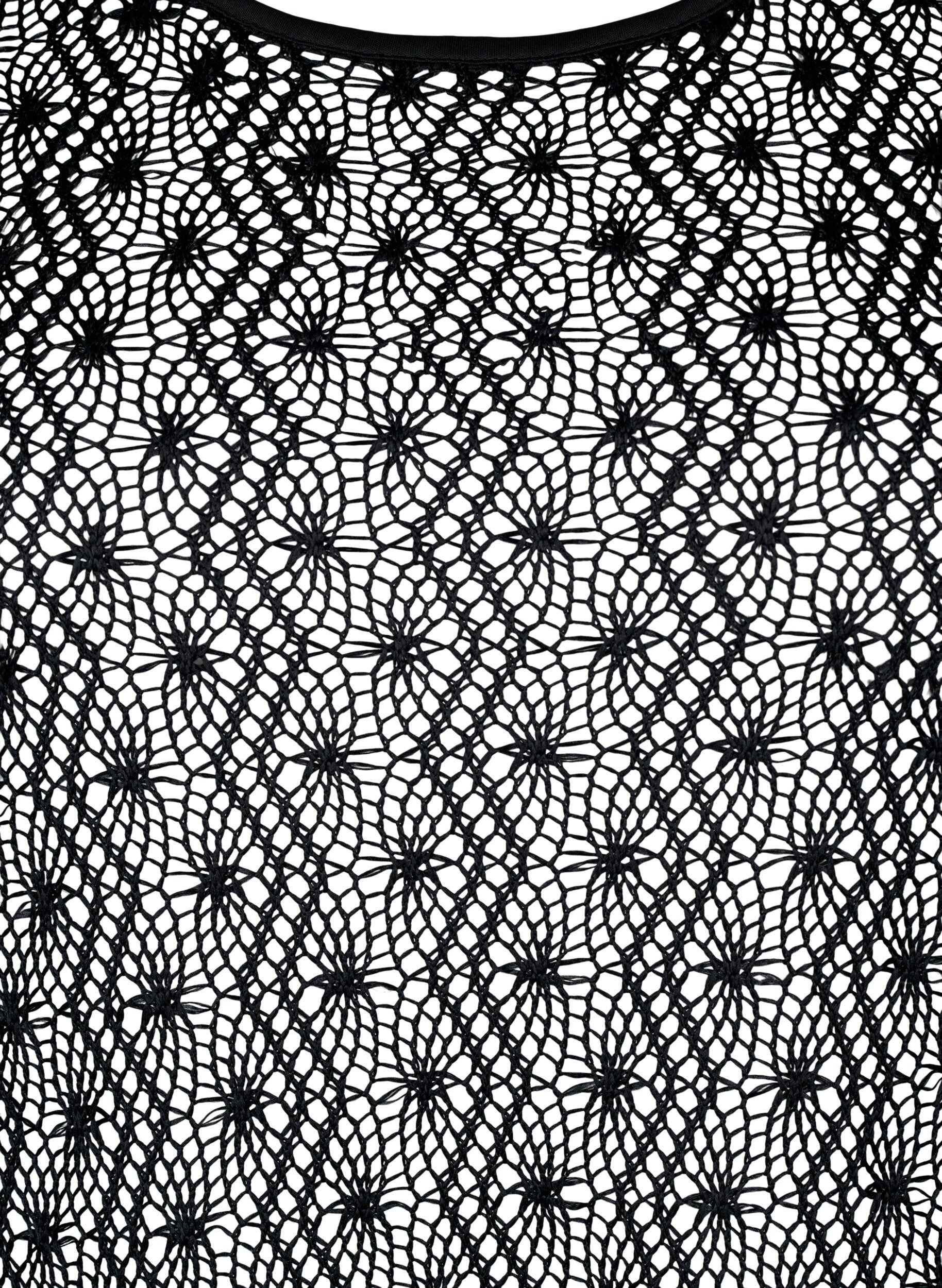 Zizzi Robe crochet&eacute;e &agrave; manches longues, Black, Packshot image number 2