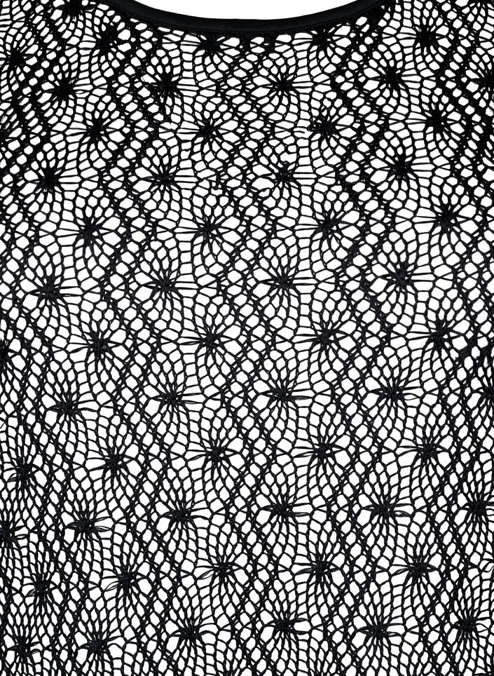 Robe crochetée à manches longues, Black, Packshot image number 2