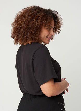 T-shirt à manches courtes avec imprimé, Black SIMPLY, Model image number 1
