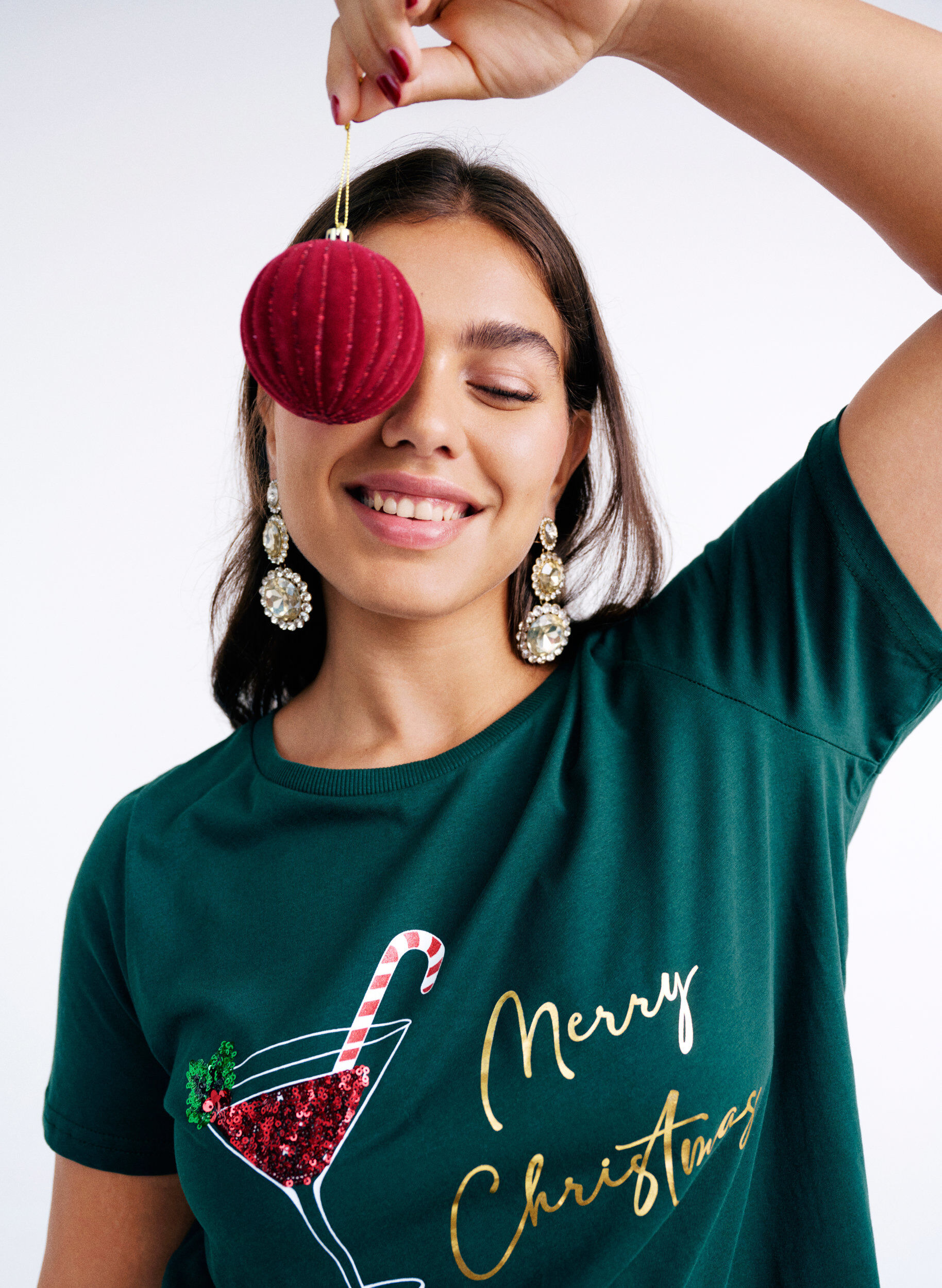 ZizziKerst T-shirt van biologisch katoen, Groen, Image image number 0