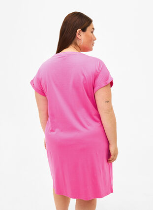 Robe en coton à manches courtes 2-pack, Shocking Pink/Black, Model image number 1