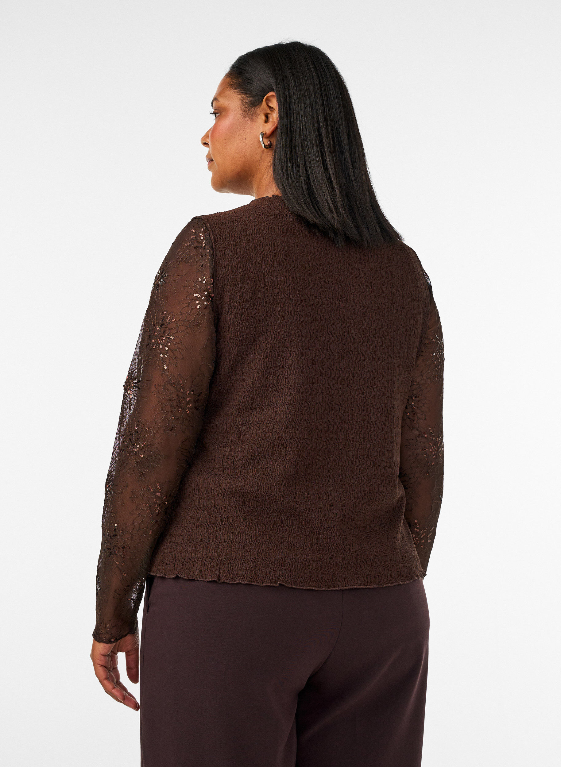 ZizziTop sans manches &agrave; texture ondul&eacute;e et fermeture boutonn&eacute;e, Marron, Model image number 2