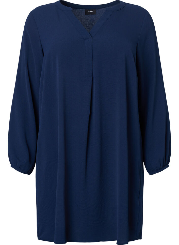 Robe à manches longues et encolure en V, Navy, Packshot image number 0