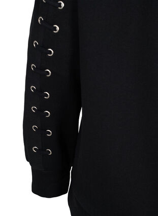 Sweat-shirt en coton et détails lacets, Black, Packshot image number 3