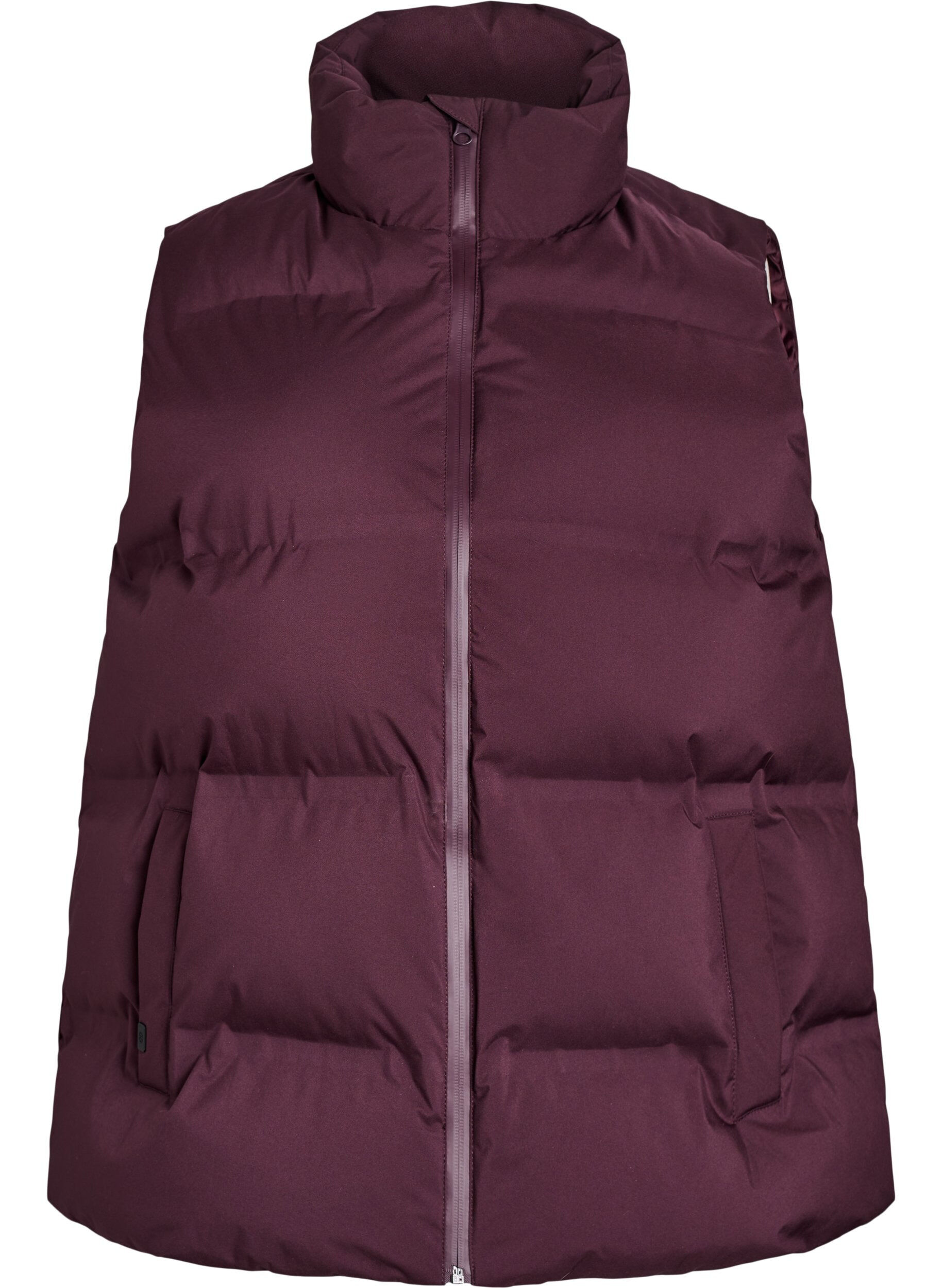 Korte puffer bodywarmer met hoge kraag