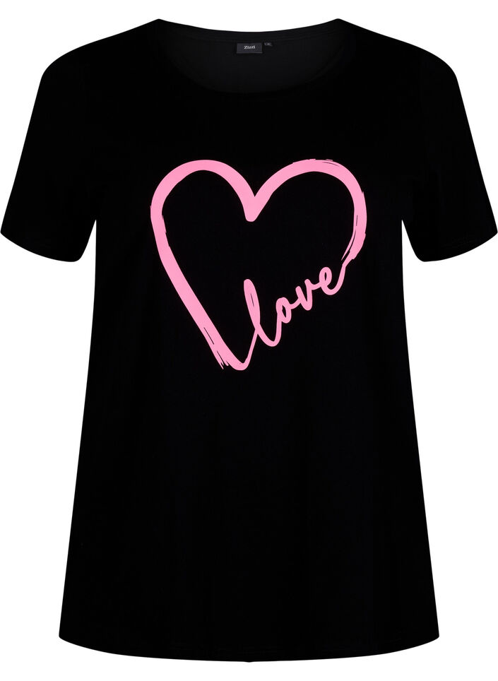 T-shirt en coton à col ras du cou avec impression, Black W. Heart L., Packshot image number 0