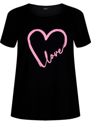 Katoenen T-shirt met ronde hals en print, Black W. Heart L., Packshot image number 0