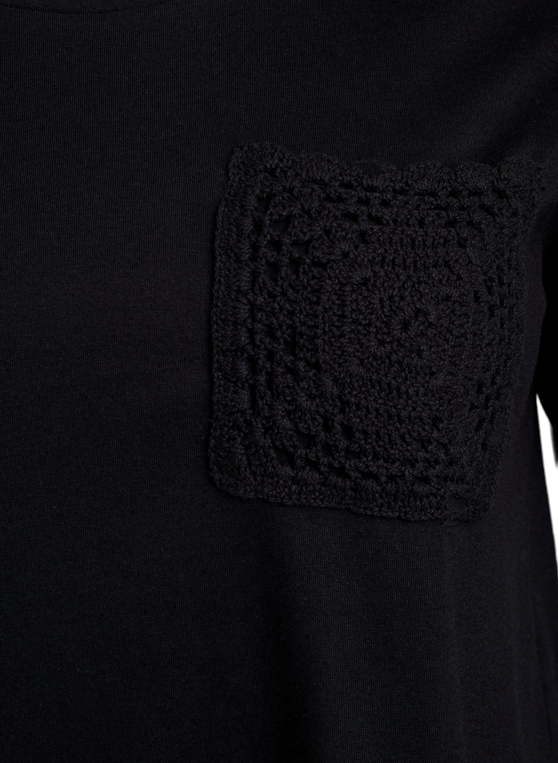 ZizziT-shirt in biologisch katoen met een borstzakje, Zwart, Packshot image number 2