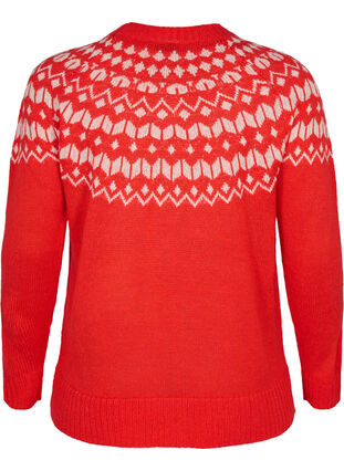 Gebreide blouse met jacquardpatroon, Fiery Red Comb, Packshot image number 1