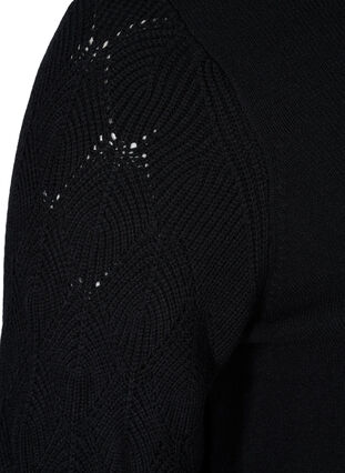 Blouse en tricot à col montant et manches bouffantes, Black, Packshot image number 3