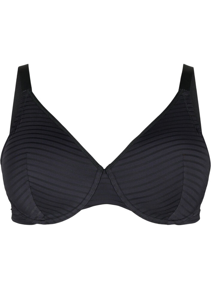 Soutien-gorge moulé avec maille rayée, Black, Packshot image number 0
