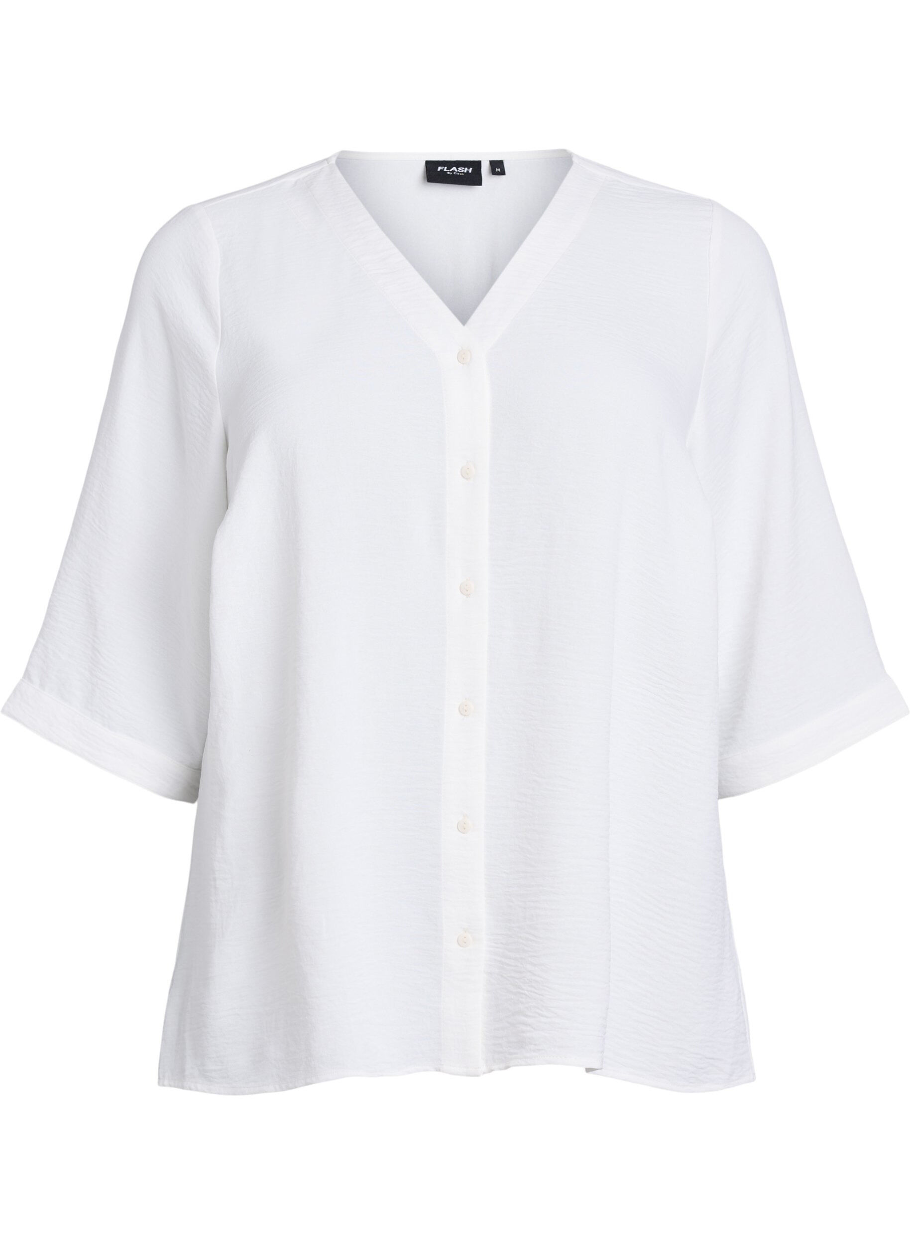 ZizziShirtblouse met V-hals en 3/4 mouwen, Vanille, Packshot image number 0