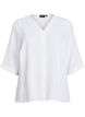 Shirtblouse met V-hals en 3/4 mouwen, Vanille, Packshot image number 0