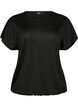 Jersey blouse met gestructureerde strepen en een gesmokte zoom, Zwart, Packshot image number 0