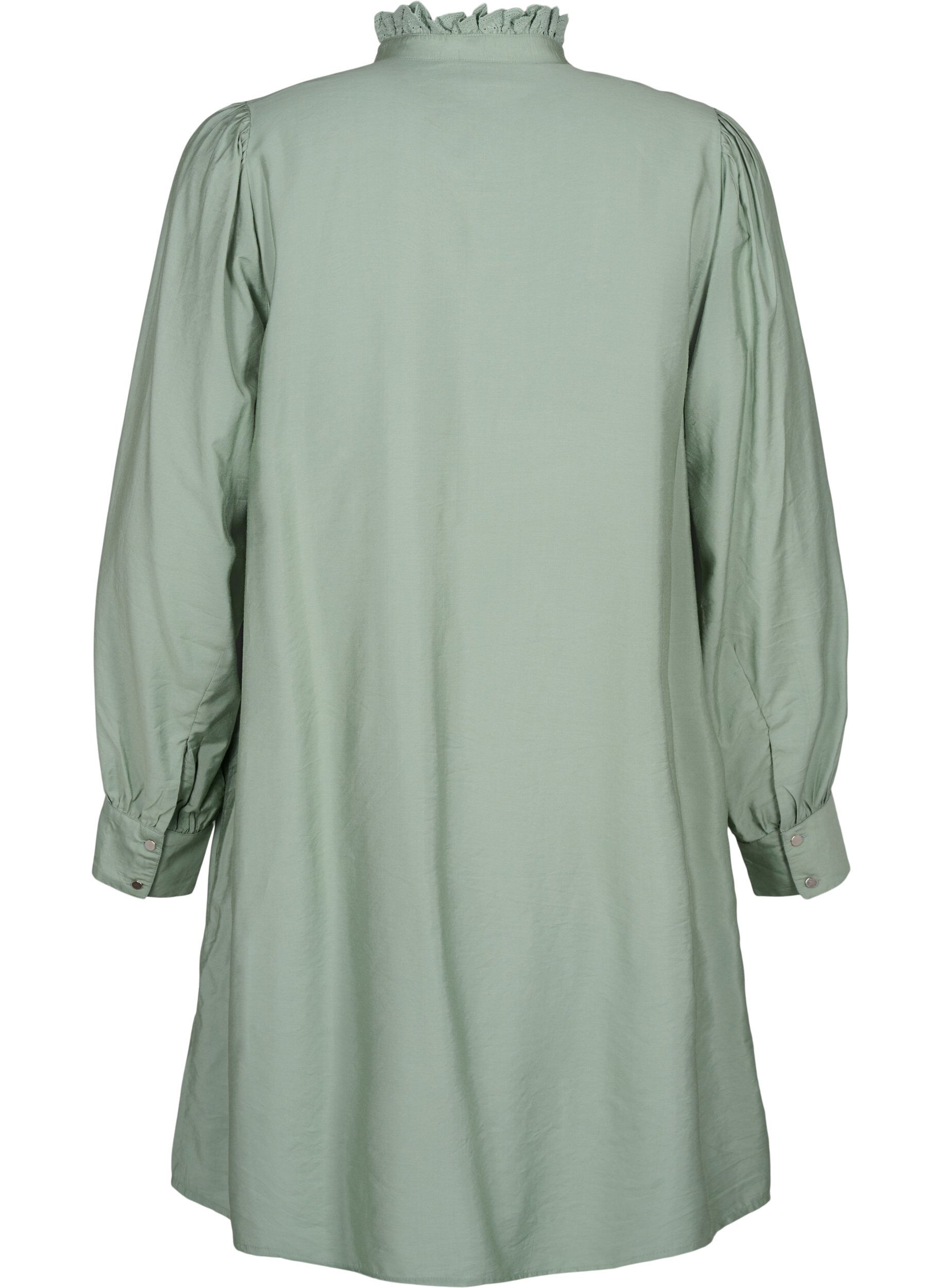 ZizziViscose Shirt Jurk met ruffles, Groen, Packshot image number 1