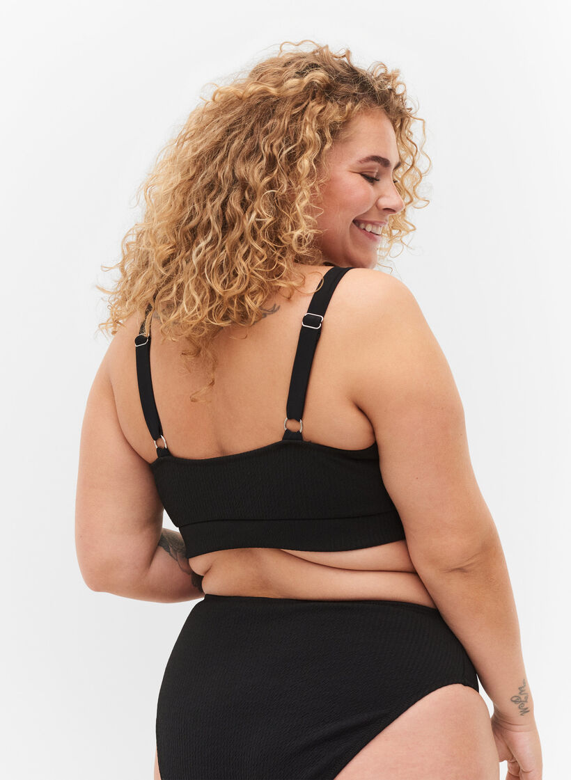 Bikinitop met cr&ecirc;pe structuur, Black, Model image number 1