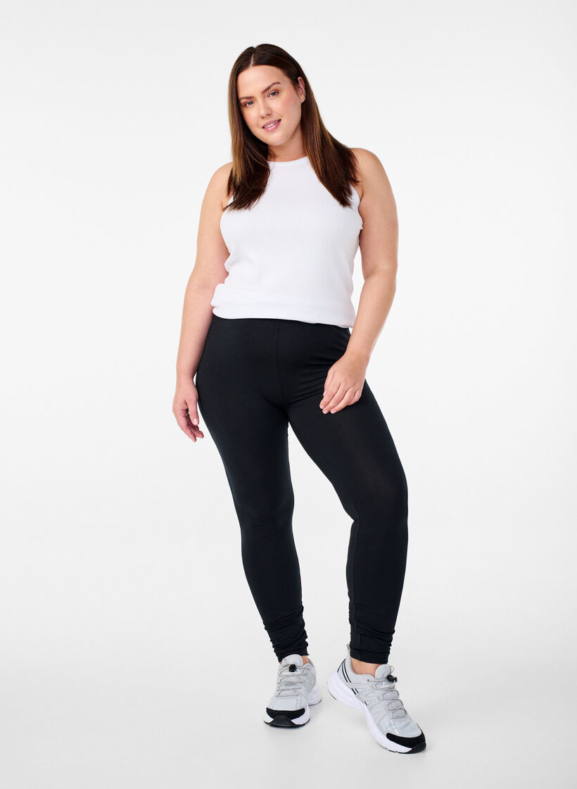 Basisleggings met extra lengte, Zwart, Model image number 1