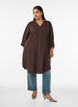 Chemise longue en lin et viscose, Marron, Model image number 0
