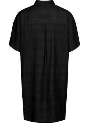 Lang hemd van viscose met structuur, Black, Packshot image number 1