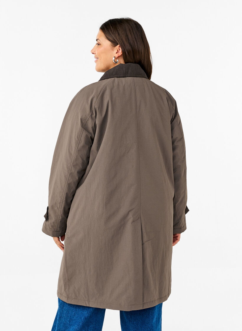 Manteau de transition avec col et poches en velours, Chocolate Chip, Model image number 1